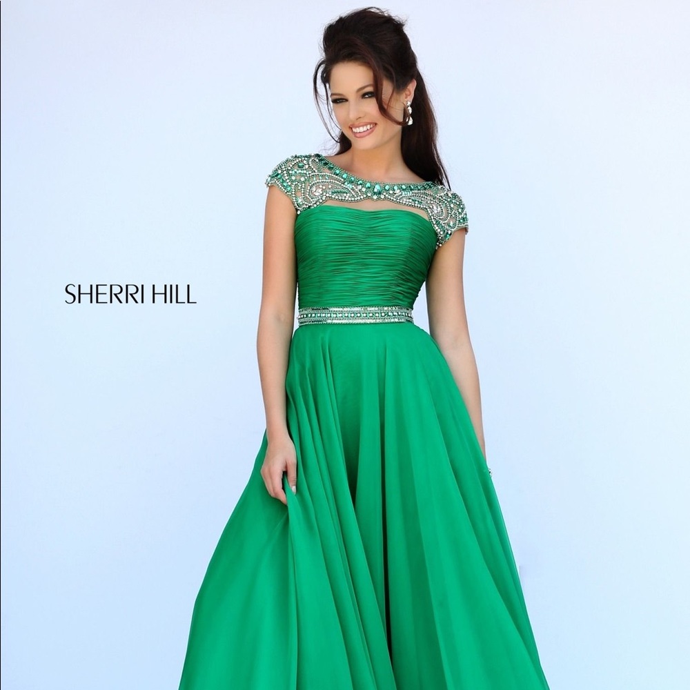 Green Princess Cut Sherri Hill dress